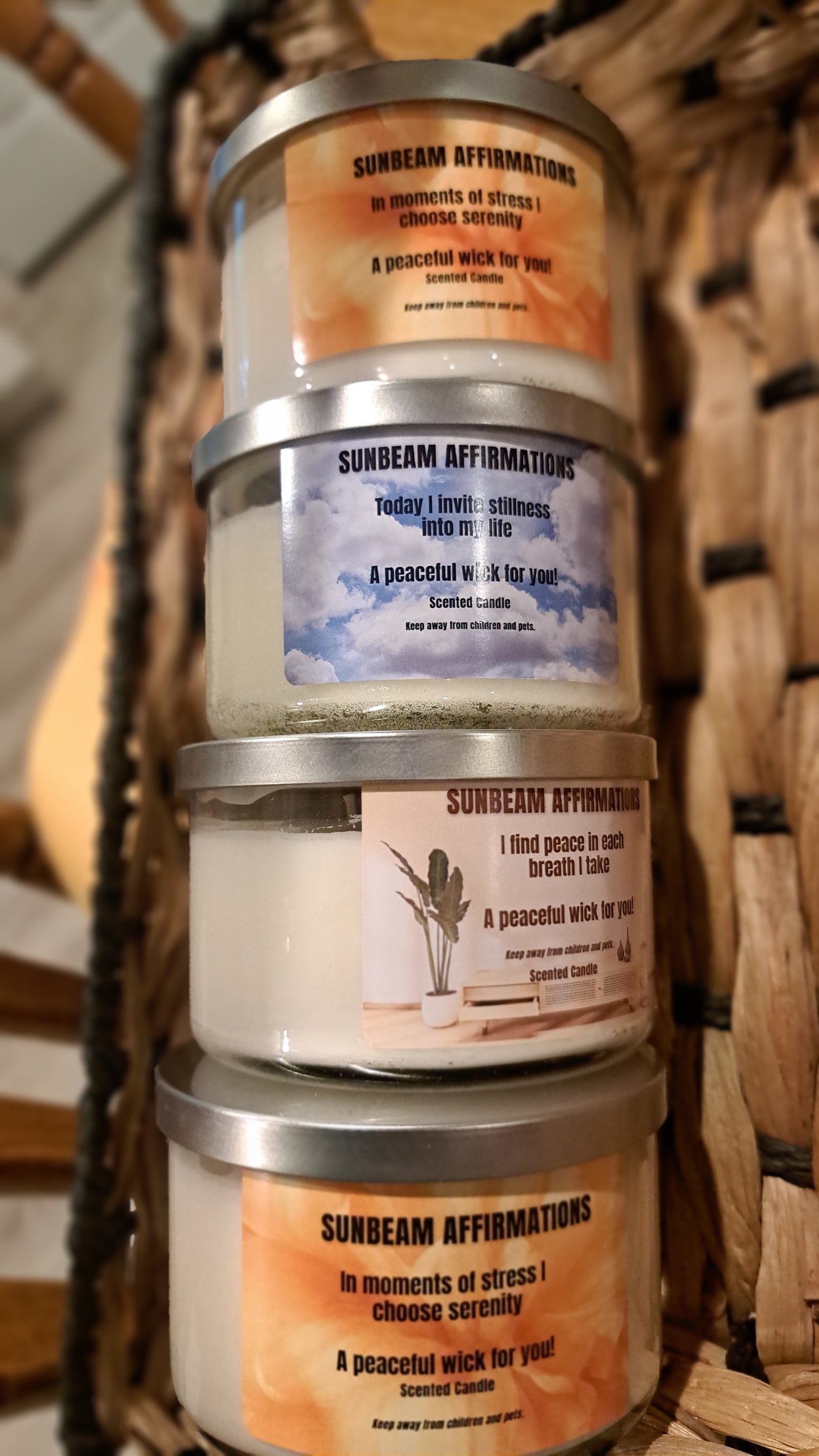 Peaceful Three Wick Affirmation Candle "I FIND PEACE IN EACH BREATH I TAKE"