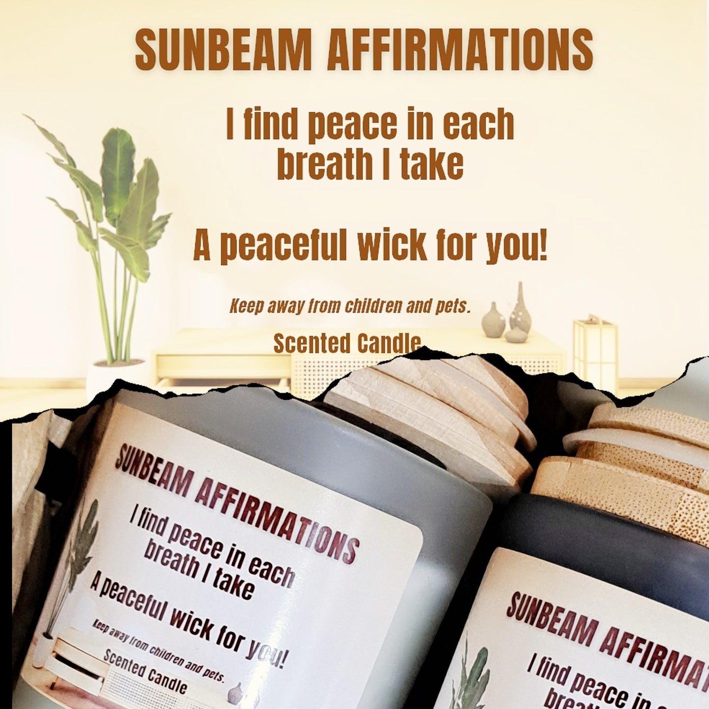 Peaceful One Wick Affirmation Candle: "I FIND PEACE IN EACH BREATH I TAKE"