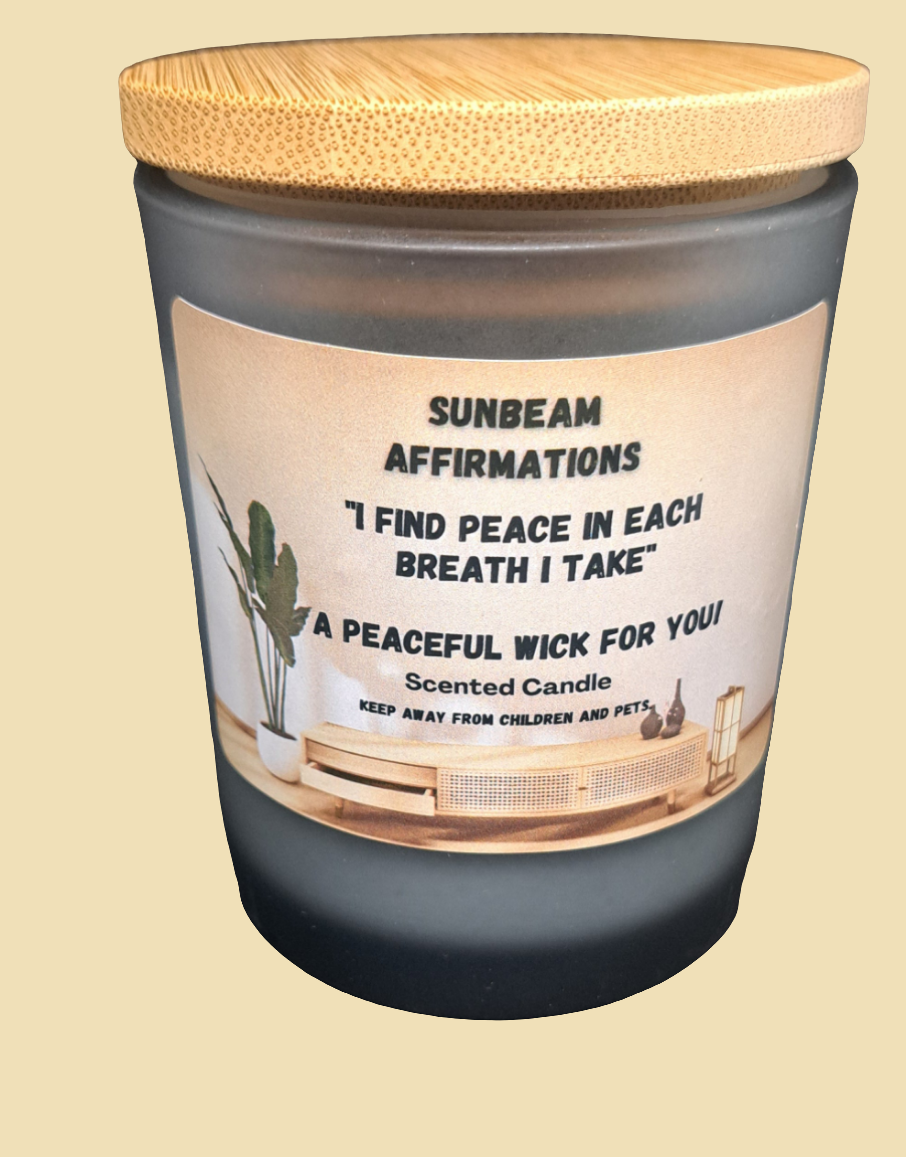 Peaceful One Wick Affirmation Candle: "I FIND PEACE IN EACH BREATH I TAKE"